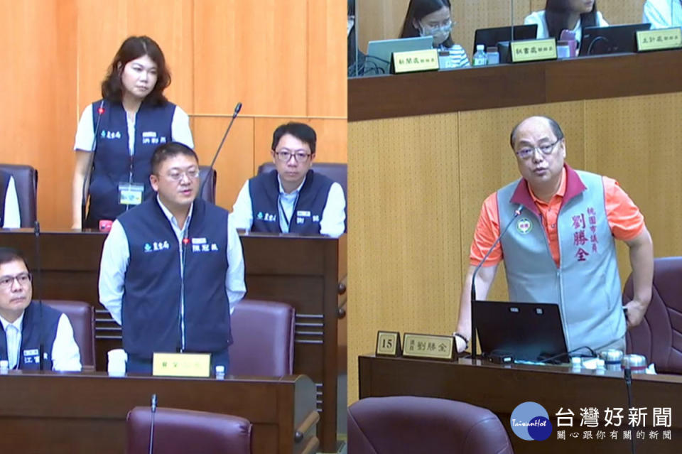 針對工安意外事件 ，桃園市議員劉勝全質詢市府農業局長陳冠義。