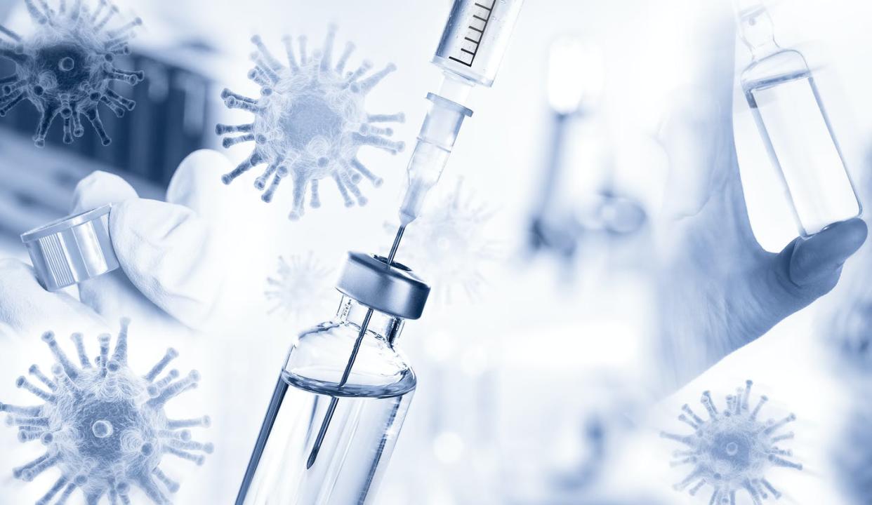 <span class="caption">The lower the vaccine's effectiveness, the more likely social distancing in some form may still be necessary.</span> <span class="attribution"><a class="link " href="https://www.gettyimages.com/detail/photo/corona-virus-and-research-royalty-free-image/1213444268" rel="nofollow noopener" target="_blank" data-ylk="slk:Gopixa via Getty Images;elm:context_link;itc:0;sec:content-canvas">Gopixa via Getty Images</a></span>