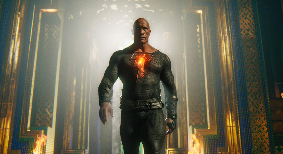 This image released by Warner Bros. Pictures shows Dwayne Johnson in a scene from "Black Adam." (Warner Bros. Pictures via AP)