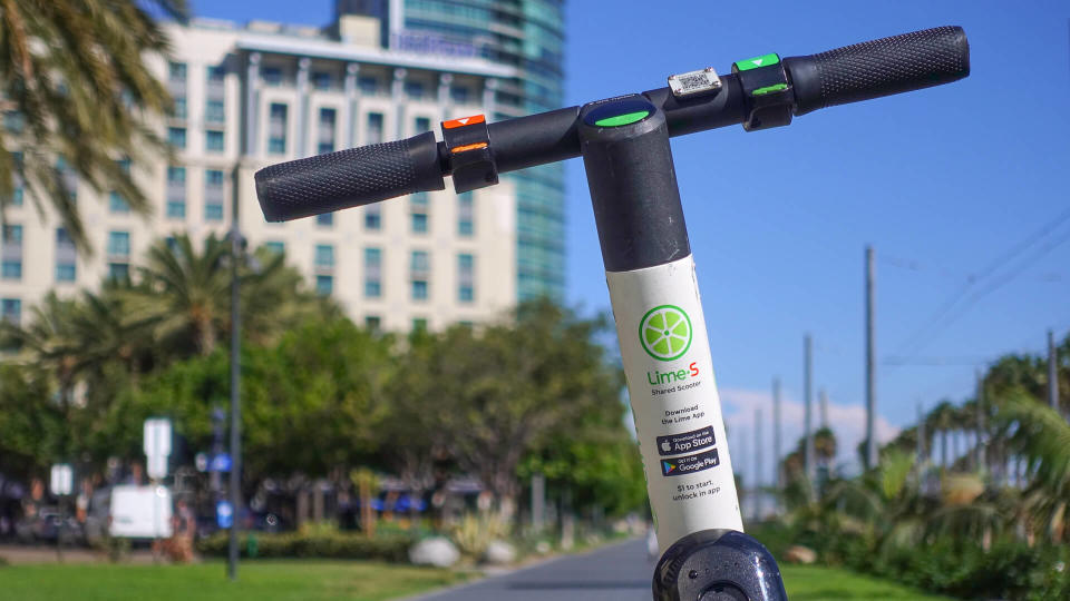 Lime electric scooter