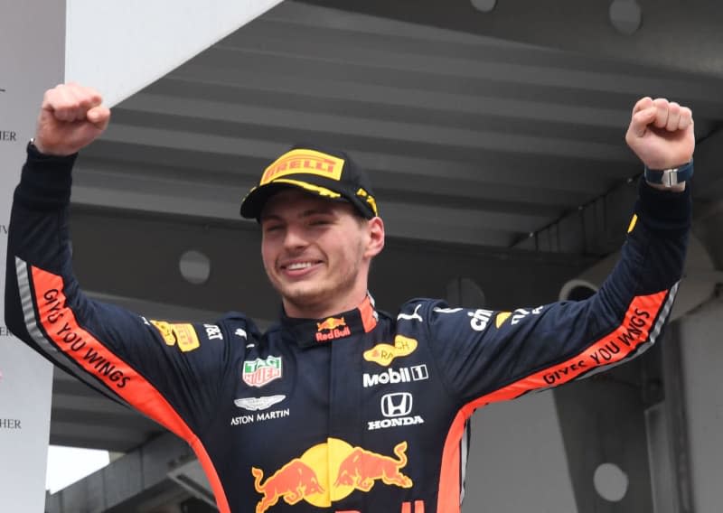 Dutch Formula One driver Max Verstappen of team Red Bull Racing celebrates after winning the 2019 Grand Prix of Germany Formula One race at the Hockenheimring racing track. Former Formula One boss Bernie Ecclestone said that he can see traits of motorsport icon Michael Schumacher in the current F1 champion Max Verstappen of Red Bull. Uli Deck/dpa