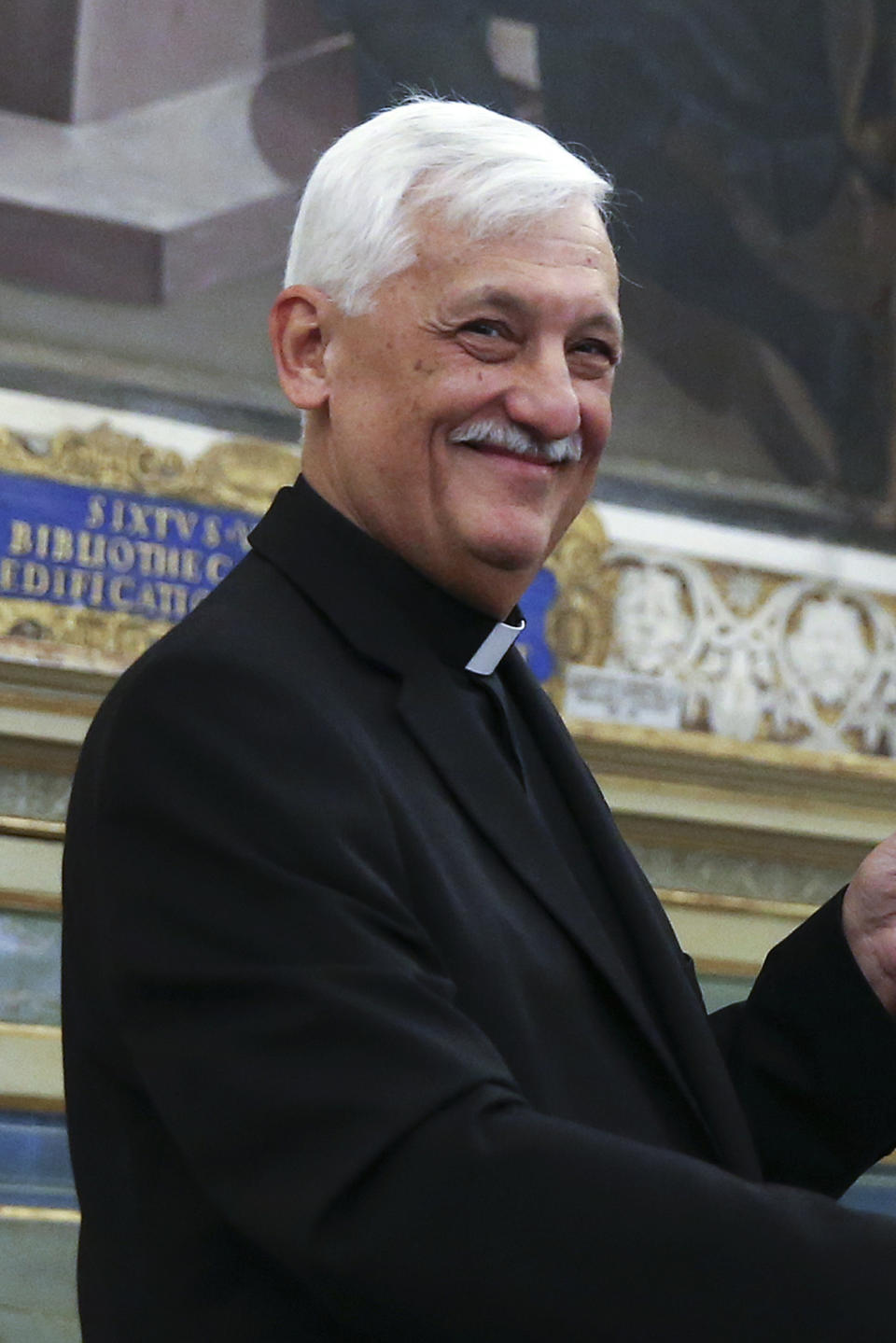 FILE - Father Arturo Sosa Abascal, the leader of the Roman Catholic religious order of the Jesuits, during a meeting at the Vatican, on June 22, 2017. The head of Pope Francis’ Jesuit religious order admitted Wednesday, Dec. 14, 2022, that a famous Jesuit priest had been convicted of one of the most serious crimes in the Catholic Church some two years before the Vatican decided to shelve another case against him for allegedly abusing other adult women under his spiritual care.The Rev. Arturo Sosa, the Jesuit superior general, made the admission during a briefing with journalists that was dominated by the scandal over the Rev. Marko Ivan Rubnik and the reluctance of both the Vatican and the Jesuits to tell the whole story behind the unusually lenient treatment he received.(Alessandro Bianchi/Pool Photo Via AP)