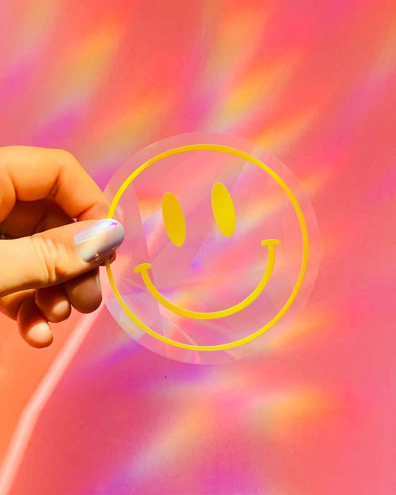 4) Rainbow Suncatcher - Suncatcher Sticker - Smiley Face - smiley - Gift - Good Vibes - Rainbow Maker - Decal Window Decal - Window Sticker