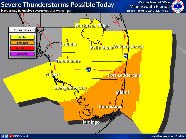 Severe thunderstorms forecasted for South Florida Monday, Feb. 5, 2024/