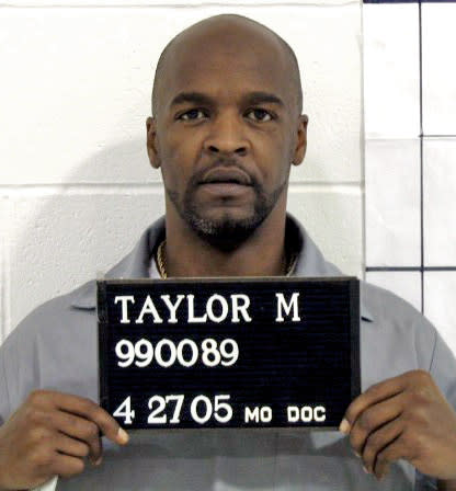 In this handout photo from the Missouri Correctional offices, Michael Anthony Taylor of Kansas City is shown. The Apothecary Shoppe, of Tulsa, submitted a sealed response to Taylor's lawsuit accusing it of illegally providing Missouri with a made-to-order drug to be used in his lethal injection. The company hasn't publicly acknowledged that it supplies a compounded version of pentobarbital to Missouri for use in lethal injections, as Taylor alleges, and says it can't because of a Missouri law requiring the identities of those on the state's execution team to be kept confidential. (AP Photo/Missouri Correctional Office)