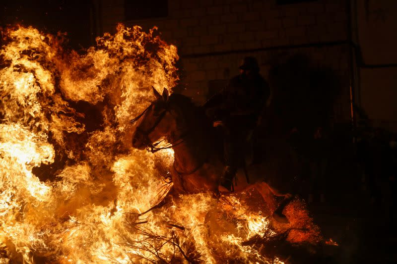 Annual "Luminarias" celebration on the eve of Saint Anthony's day, Spain's patron saint of animals, in the village of San Bartolome de Pinares