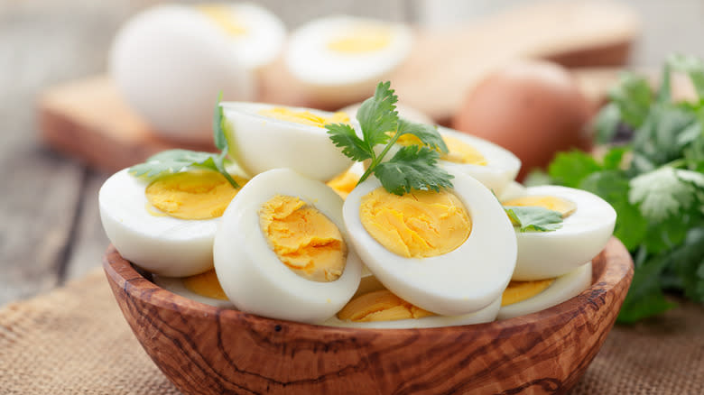sliced hard-boiled eggs