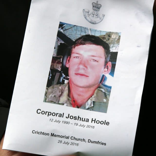 The Order of Service for the funeral of Corporal Josh Hoole 