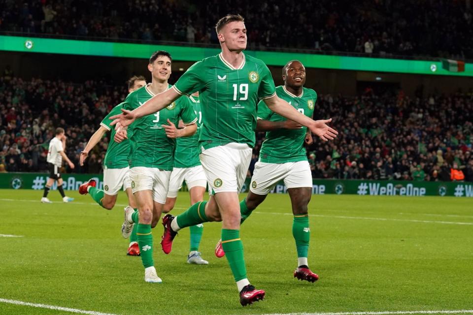 Evan Ferguson scored on his first Ireland start (Brian Lawless/PA) (PA Wire)