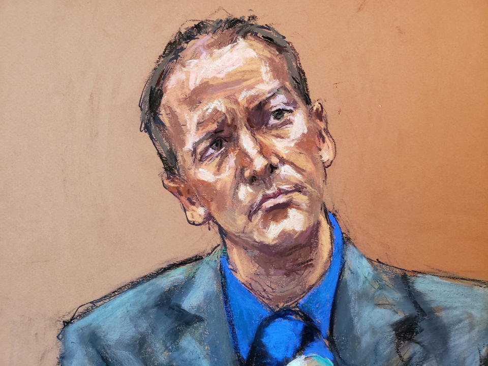 Former Minneapolis police officer Derek Chauvin tells the judge that he waived his right to testify to the jury on the fourteenth day of Chauvin's trial for second-degree murder, third-degree murder and second-degree manslaughter in the death of George Floyd in Minneapolis, Minnesota, U.S. April 15, 2021 in this courtroom sketch. REUTERS/Jane Rosenberg