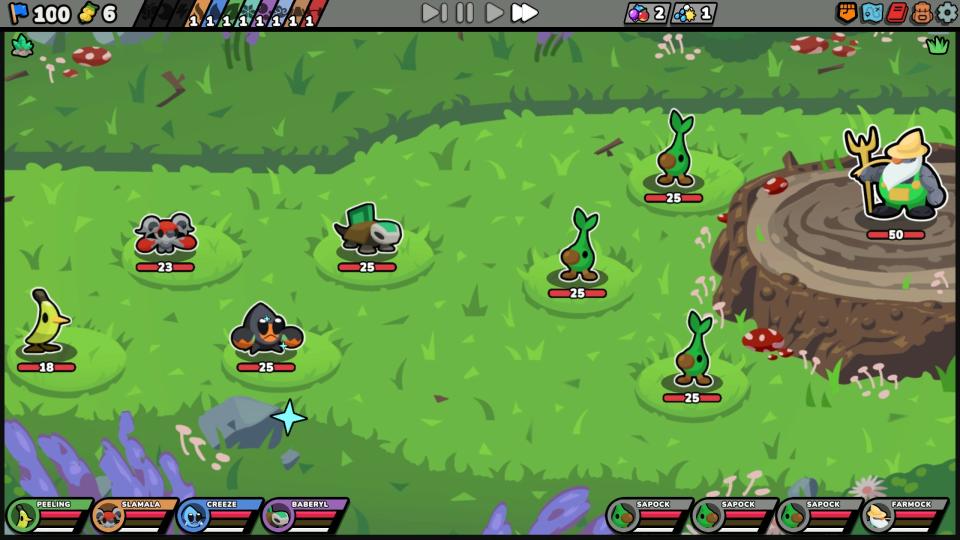 Creatures battling in Kādomon: Hyper Auto Battlers.