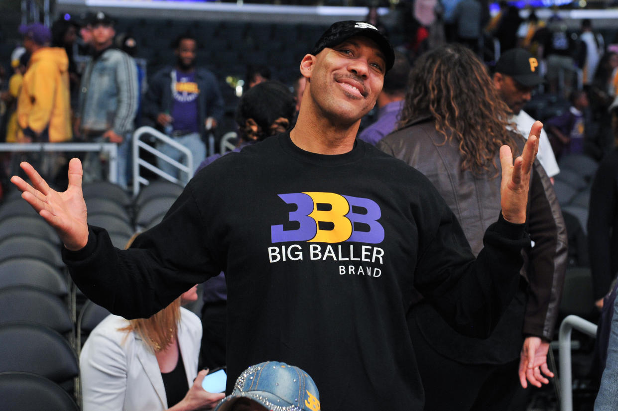 LOS ANGELES, CALIFORNIA - NOVEMBER 07: LaVar Ball attends a basketball game between the Los Angeles Lakers and and the Minnesota Timberwolves at Staples Center on November 07, 2018 in Los Angeles, California. (Photo by Allen Berezovsky/Getty Images)