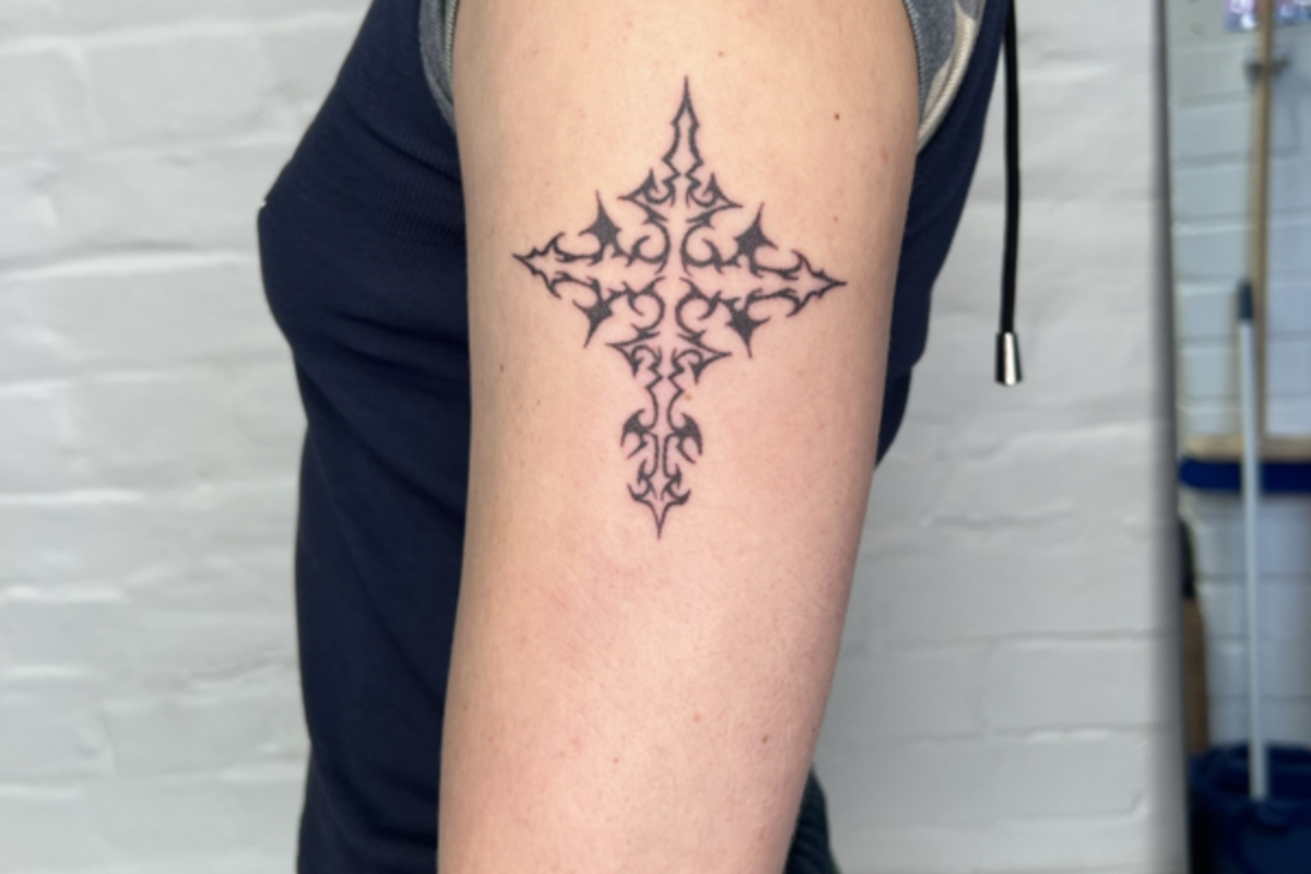 Tribal cross tattoo <p>Jake Elston</p>