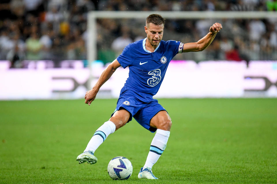 Chelsea's Cesar Azpilicueta portrait in action during the friendly football match Udinese Calcio vs Chelsea FC on July 29, 2022 at the Friuli - Dacia Arena stadium in Udine, Italy (Photo by Ettore Griffoni/LiveMedia/NurPhoto via Getty Images)