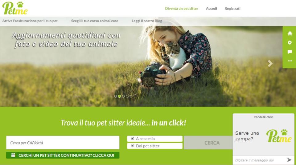 <p>Poi c’è PetMe, servizio grazie al quale si trovano petsitter valutati da un’attenta community e specifici per ogni tipo di animale (tra cui ovviamente anche i cani). Come nel caso di DogBuddy, il servizio è nato grazie all’intuizione dei fondatori, che dovevano affidare i loro animali ma senza lasciarli alle classiche “pensioni”. Nel caso particolare di PetMe, il gatto di una delle fondatrici aveva il diabete felino e dunque necessitava di attenzioni più approfondite del normale. (AP) </p>