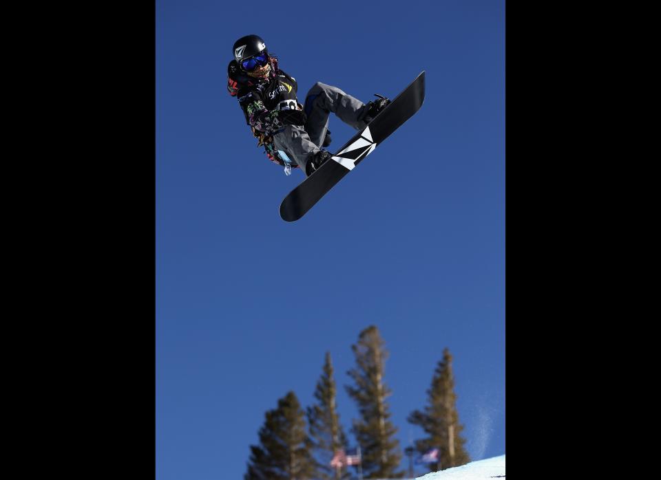 Elena Hight practices for the ladies snowboard halfpipe finals during the U.S. Snowboarding and Freeskiing Grand Prix on March 3, 2012 in Mammoth, California. Hight went on to win the event. 