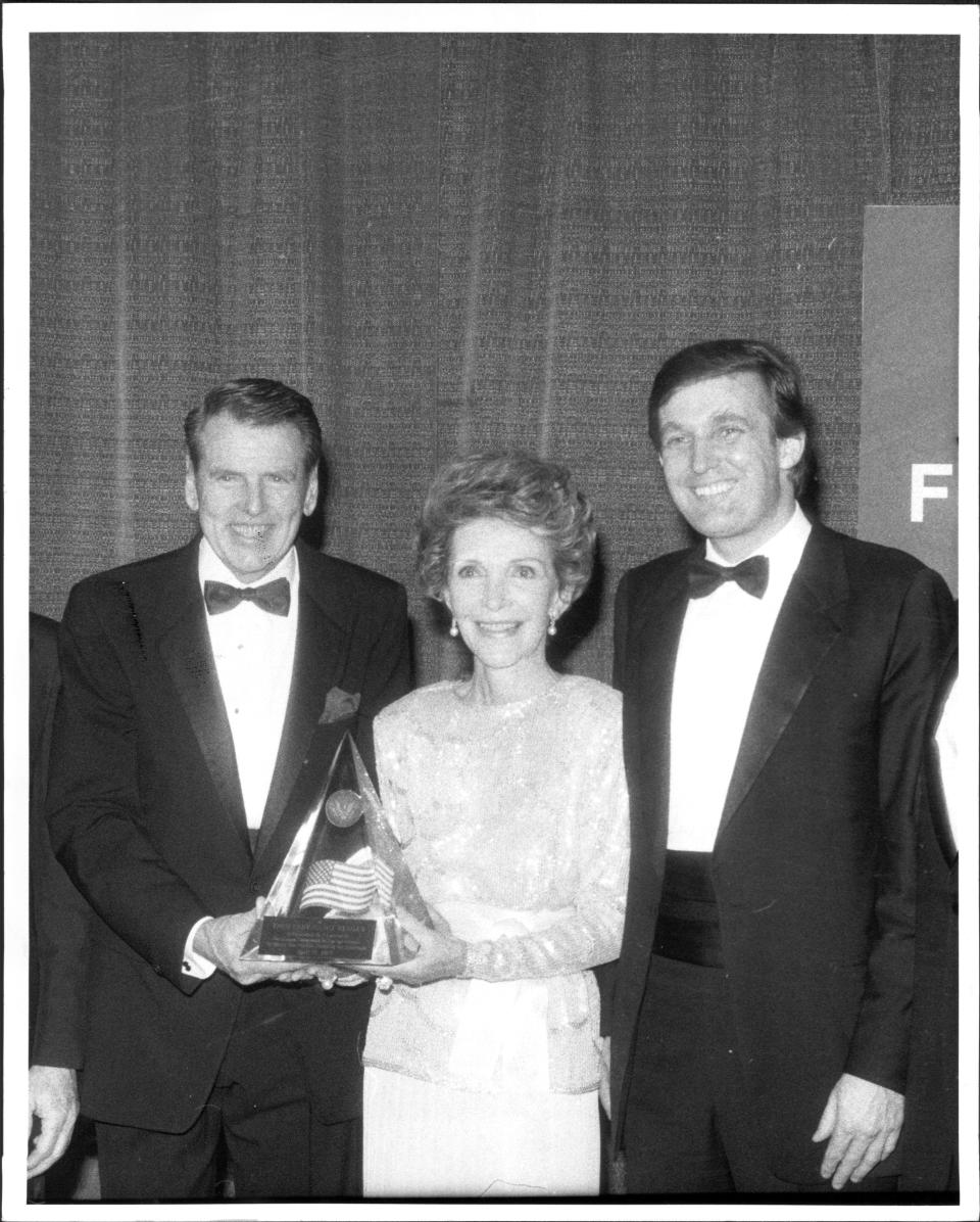 Charles Brown, Nancy Reagan and Donald Trump on April 15, 1985.