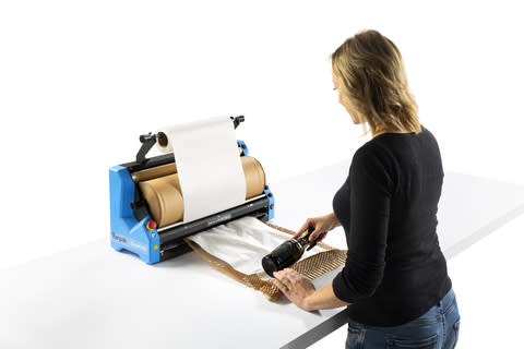 The compact paper-based Geami MV wrapping system efficiently protects a wide range of shipments from scratches and surface damage. (Photo: Business Wire)