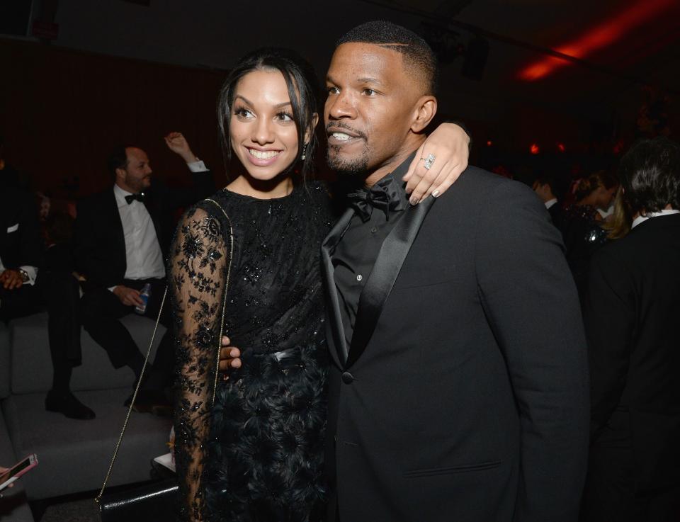 Foxx with his eldest daughter Corrine Foxx at The Weinstein Company's 2016 Golden Globe Awards After Party at The Beverly Hilton Hotel in 2016.
