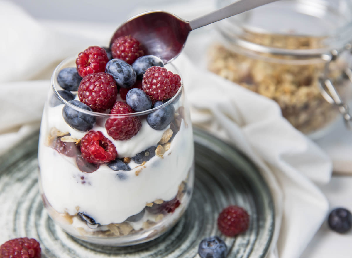 yogurt parfait with berries and granola