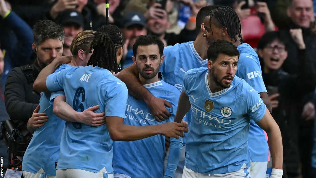 Bernardo Silva celebrates scoring the winner for Manchester City against Chelsea in their FA Cup semi-final