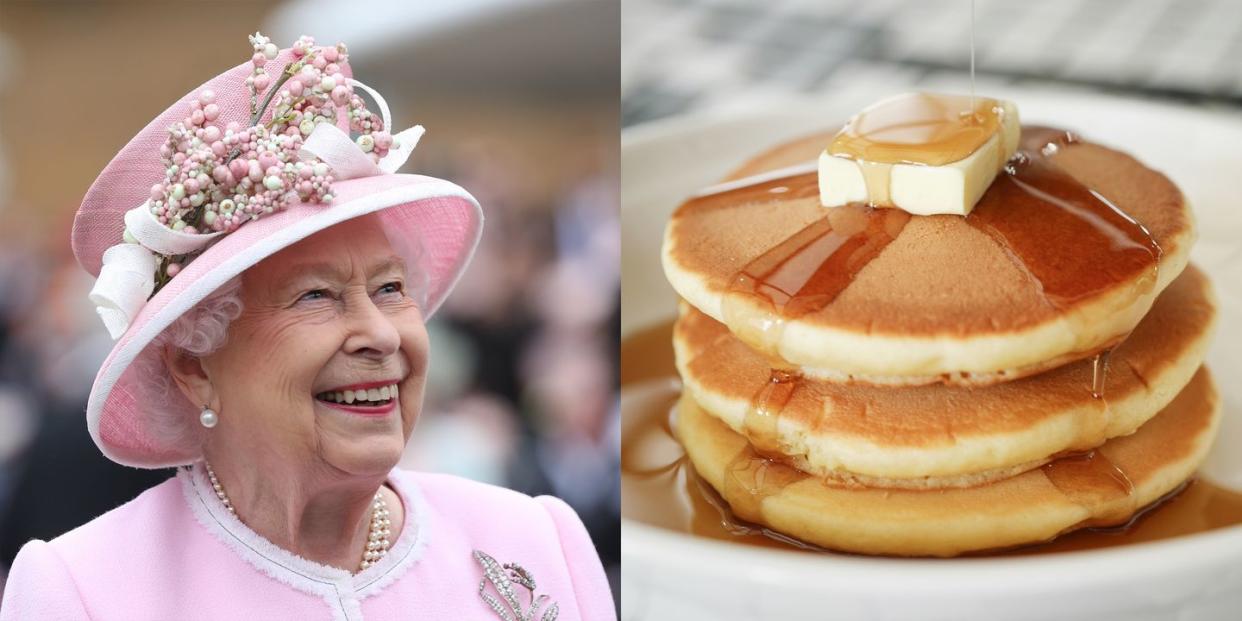 The late Queen Elizabeth II and a plate of pancakes.