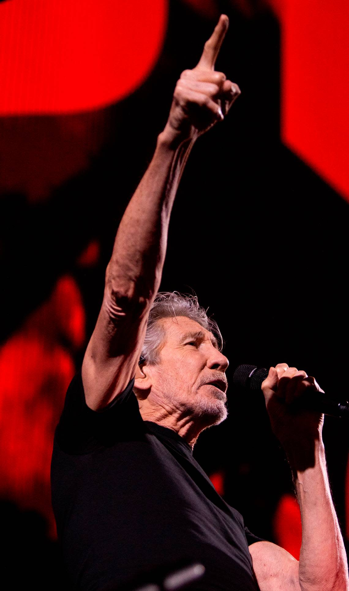 Roger Waters in concert at Raleigh, N.C.’s PNC Arena, Thursday night, Aug. 18, 2022 in a show that featured 20 Pink Floyd and Waters songs including “Comfortably Numb” and “Wish You Were Here”.