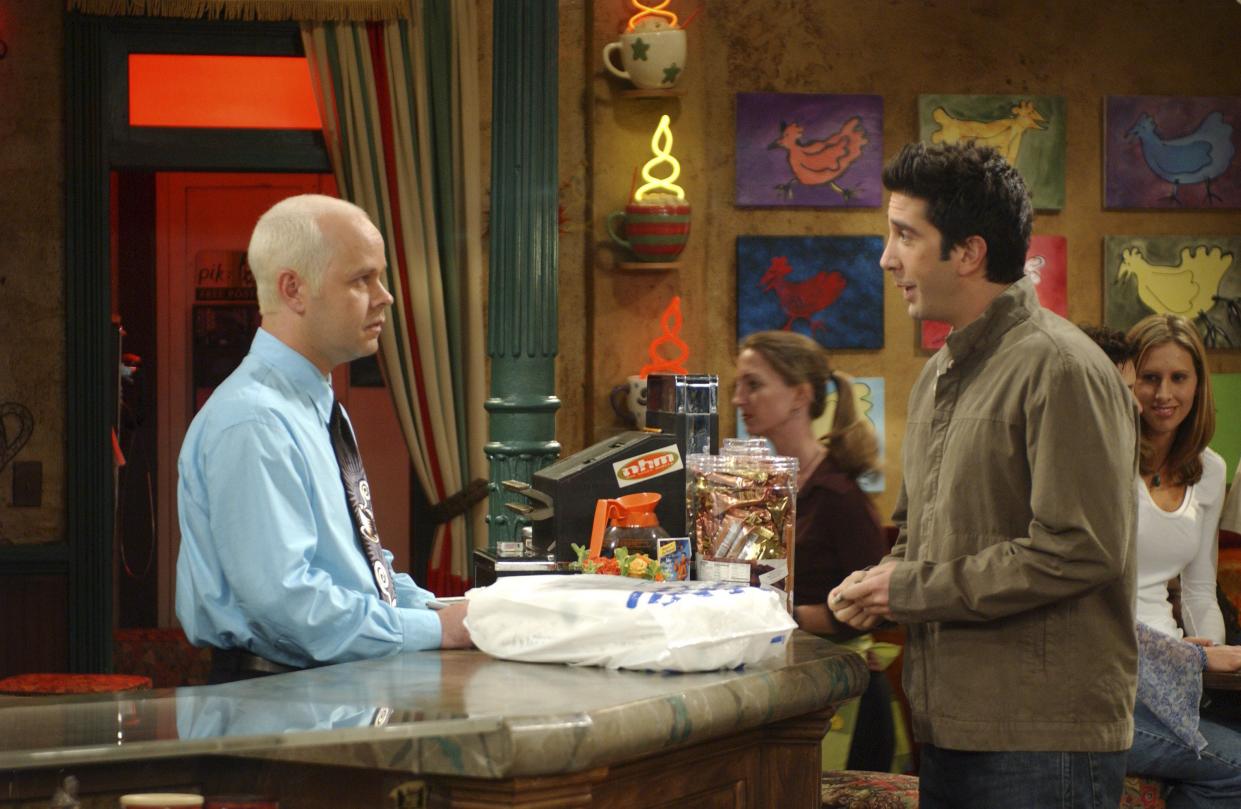 James Michael Tyler (left) and David Schwimmer on "Friends."