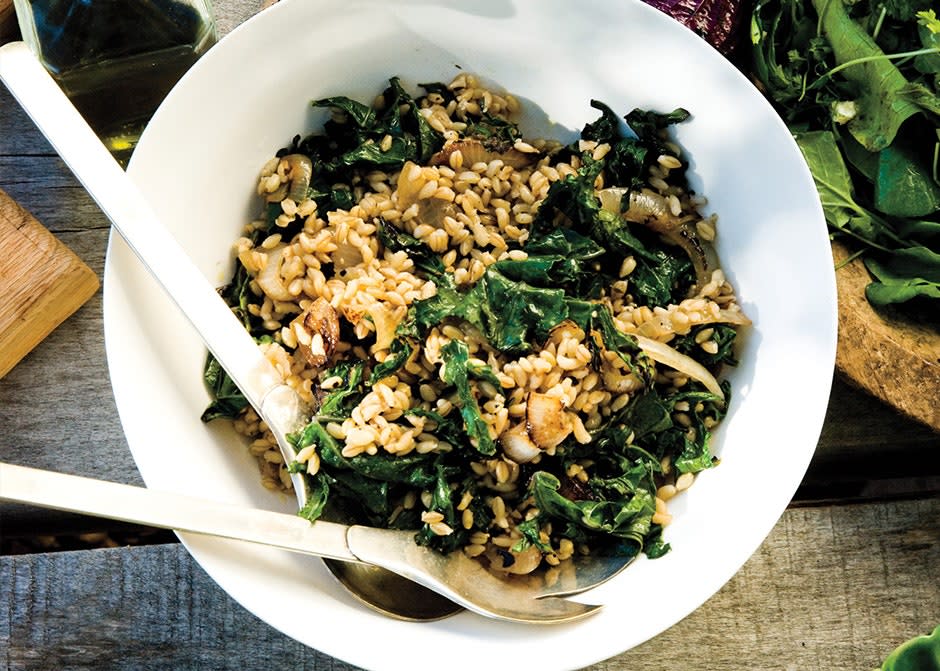 Wheat Berries with Charred Onions and Kale