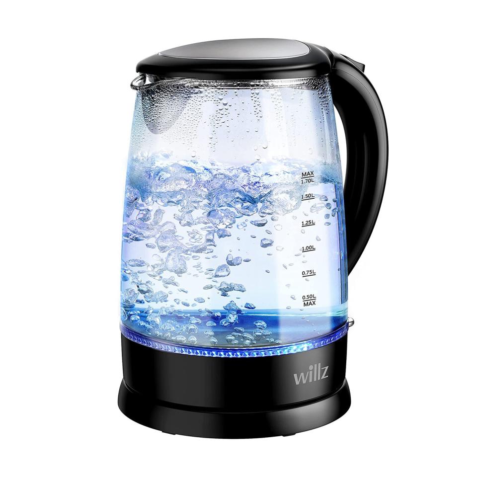 Willz Electric Glass Kettle with Heat Resistant Handle and Cordless Pour