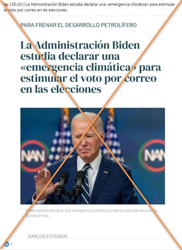 <span>Captura de pantalla de una publicación en Facebook hecha el 6 de mayo de 2024 </span>