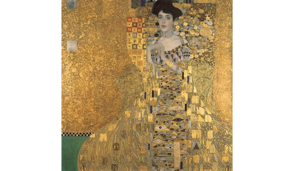 <i>Adele Bloch-Bauer I</i>, 1907, by Gustav Klimt (1862–1918). Oil, silver, and gold on canvas.