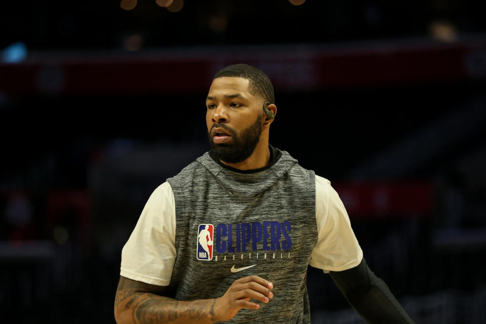 Los Angeles Clippers forward Marcus Morris Sr. before an NBA game against the Denver Nuggets at Staples Center.