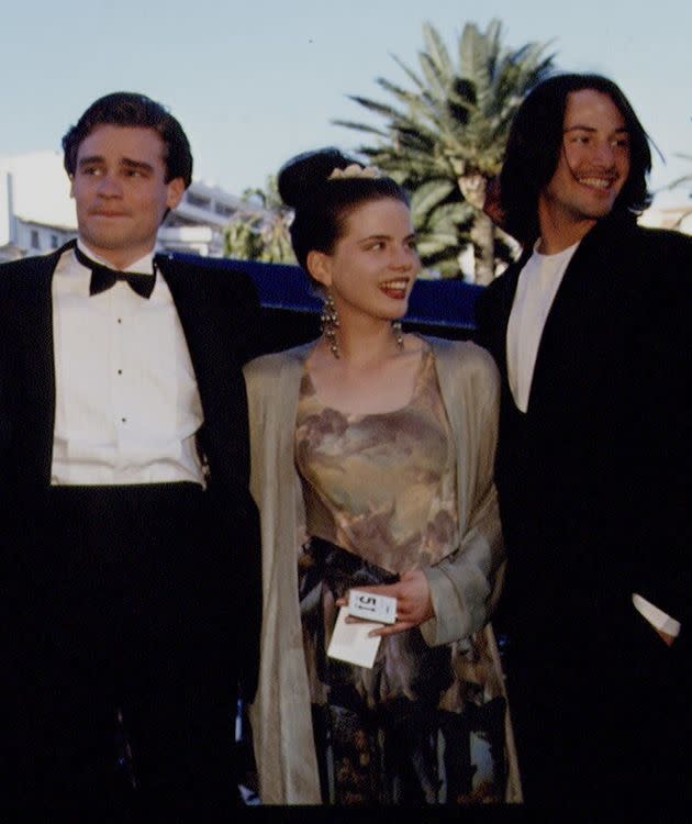 Robert Sean Leonard (left), Kate Beckinsale and Keanu Reeves at the 1993 Cannes Film Festival.