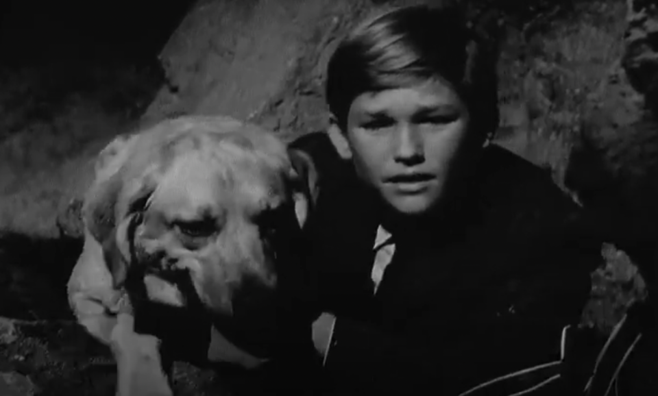 young Kurt with a dog