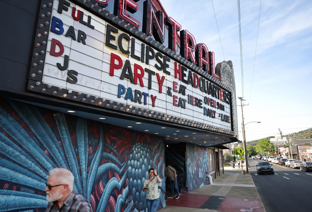 A marquee in Hot Springs, Arkansas, announcing a solar eclipse party for the upcoming celestial event on April 8, 2024. Getty Images