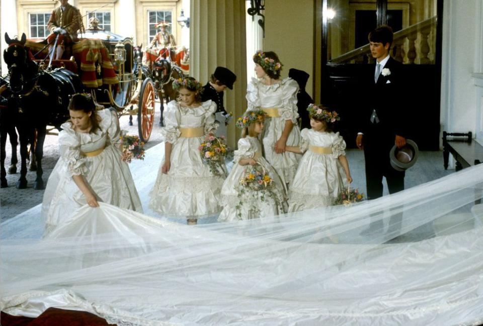 Diana's Bridesmaids Help With Her Train