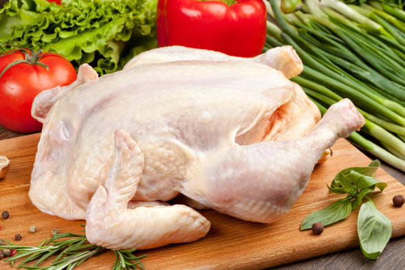 fresh raw chicken and...