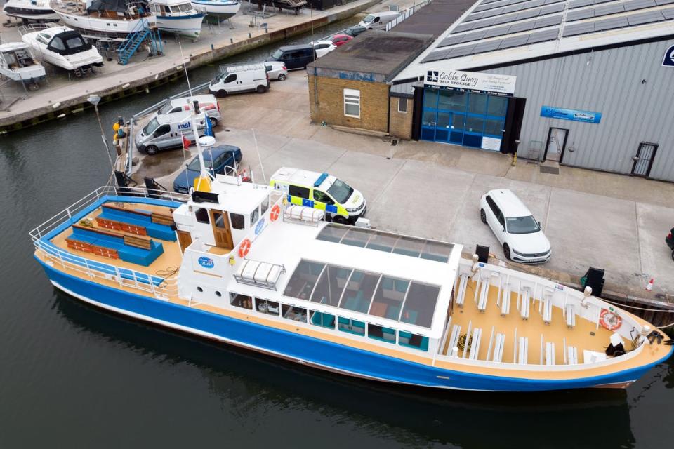 A cruise boat called the Dorset Belle was  impounded at Cobb’s Quay Marina in Poole, Dorset following the incident off Bournemouth beach (PA Wire)