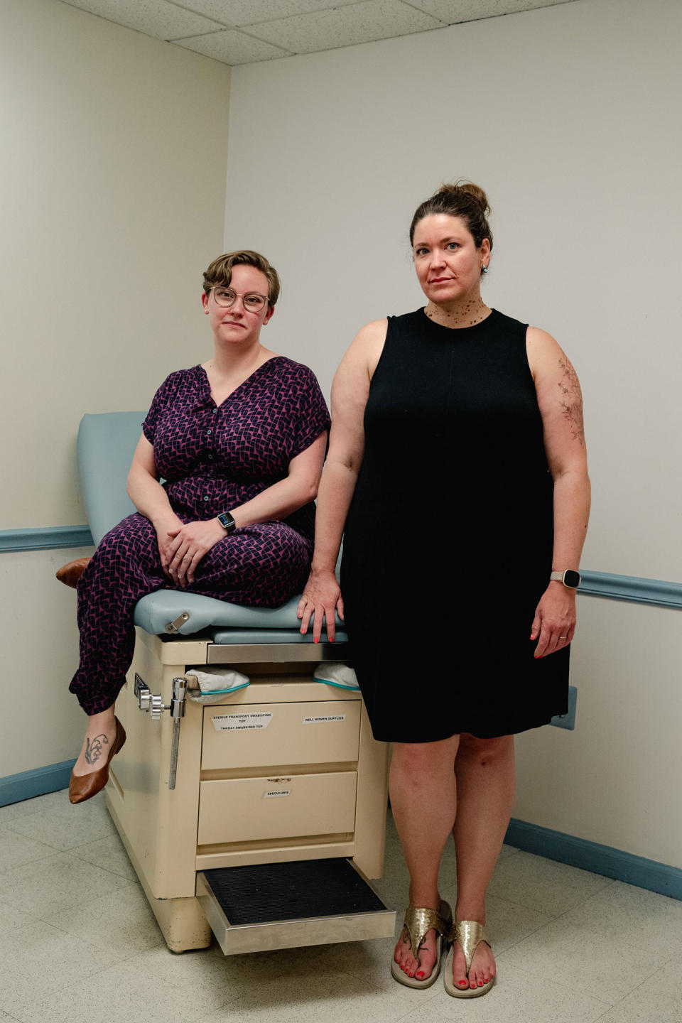 Nuzzo and Horvath stand for a portrait in an empty exam room<span class="copyright">Shuran Huang for TIME</span>