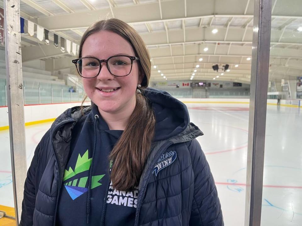 Cyriah Richard is one of two goaltenders selected to play on the female hockey team for the 2023 Canada Games.  (Brittany Spencer/CBC - image credit)