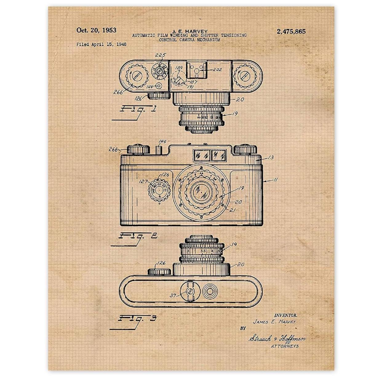 Vintage Camera 1953 Patent Prints