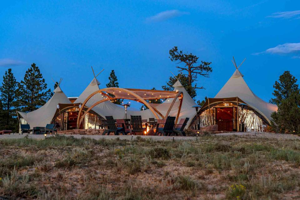 <p>BAILEY MADE/COURTESY OF UNDER CANVAS</p> The firepit beckons at Under Canvas Bryce Canyon.