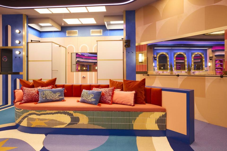 celebrity big brother 2024 house bathroom sofa