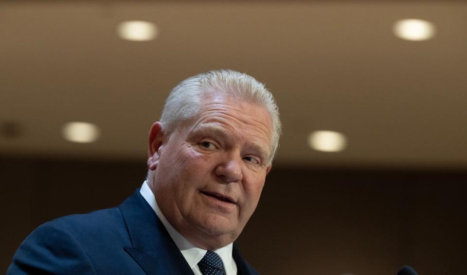 Ontario Premier Doug Ford speaks during a funding announcement, Friday, April 5, 2024 in Ottawa. 