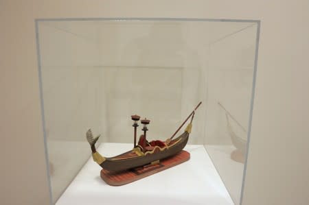 FILE PHOTO: A model made by Al-Alwi while being detained at military facilities in Guantanamo Bay is displayed at an art exhibition named "Ode to the Sea: Art from Guantanamo Bay" in New York