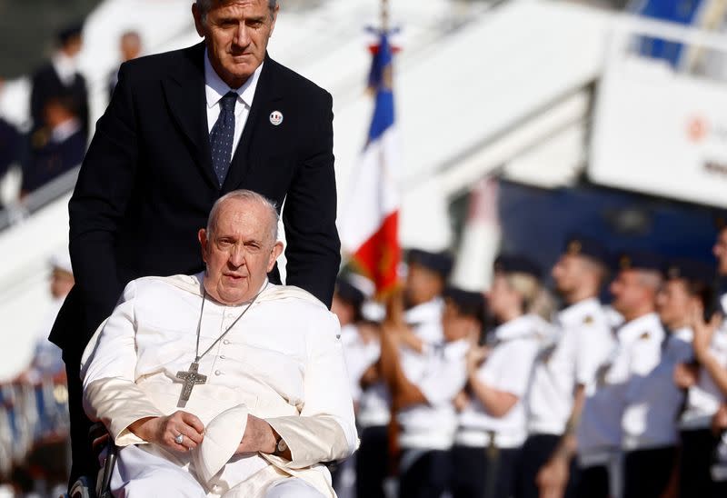 Pope Francis arrives at Marseille Airport