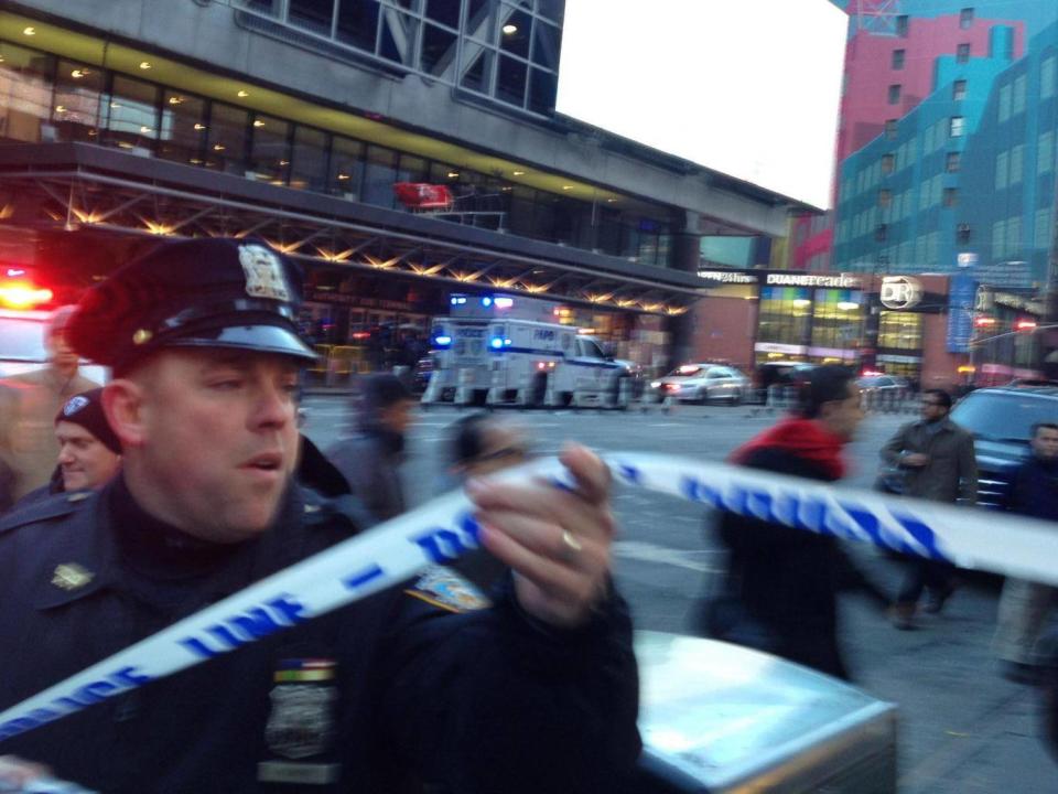 Police at Port Authority Bus Terminal (AP)