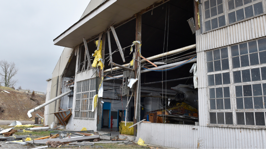 Storm damage at the Wright-Patterson Air Force Base in Dayton, Ohio on February 28, 2024 (Courtesy Photo/U.S. Air Force)