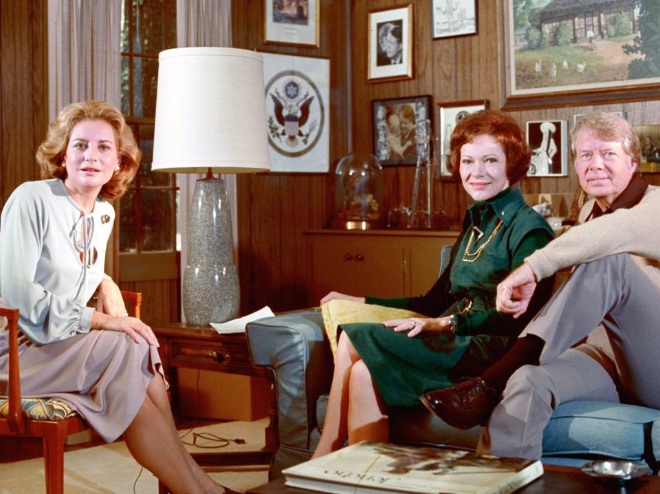 Barbara Walters interviews Jimmy and Rosalyn Carter in 1976